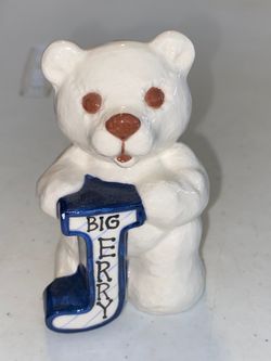 3” personalized Ceramic Teddy Bear Figurine keepsake Name Big Jerry