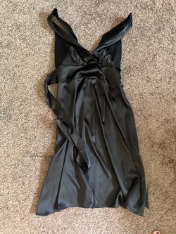 Black Satin Dress Large – Halloween Witch, Vampire, Morticia Addams, Flapper Costume