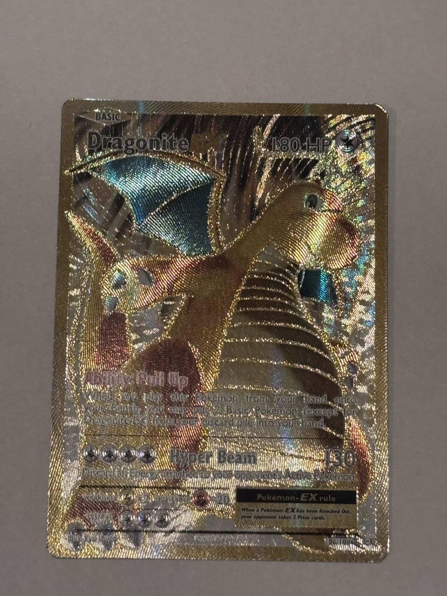 2016 Pokémon XY Evolutions #106 Dragonite EX Gold Full Art