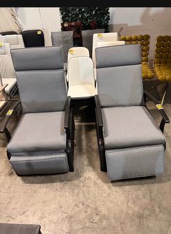 New set of 2 Outdoor Patio Recliner Chair With Flip Table Reclining Armchair