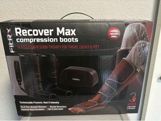 FitRx RecoverMax Compression Boots, Heated Compression Leg and Foot Massager with Multiple Massage, Intensity, and Heat Levels