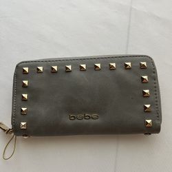 Authentic Bebe Gold Studded Zip Around Wallet 