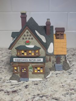 Giggelswick Mutton & Ham" lighted porcelain building from the Department 56 Dickens' Village Series