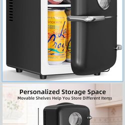 Brand New Compact Mini Fridge, 4L Capacity/6 Cans Portable Cooler & Warmer Compact Fridge Home/Car Use