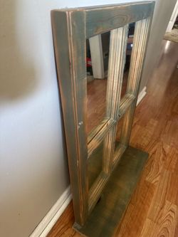 Farmhouse Rustic 4 panels window with mirror and shelf 30T x 20W