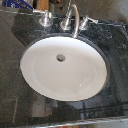 Marble Counter With Sink and Fixtures  33"W x 22½"H