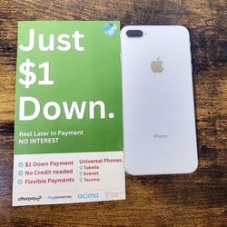 Apple Iphone 8+ 64GB Unlocked FREE Smartwach/ Headphones. Pay $1 Today Rest in payments. NO CREDIT NEEDED FINANCING 