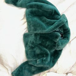 Women’s Green Cropped Fur Jacket
