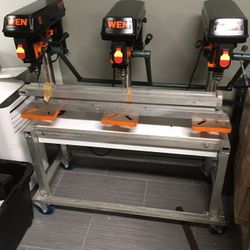 3 Table Drill On Aluminum Table With Wheels