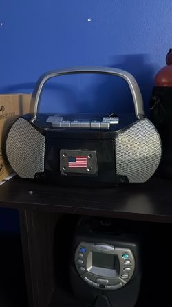 This is a portable CD/cassette boombox