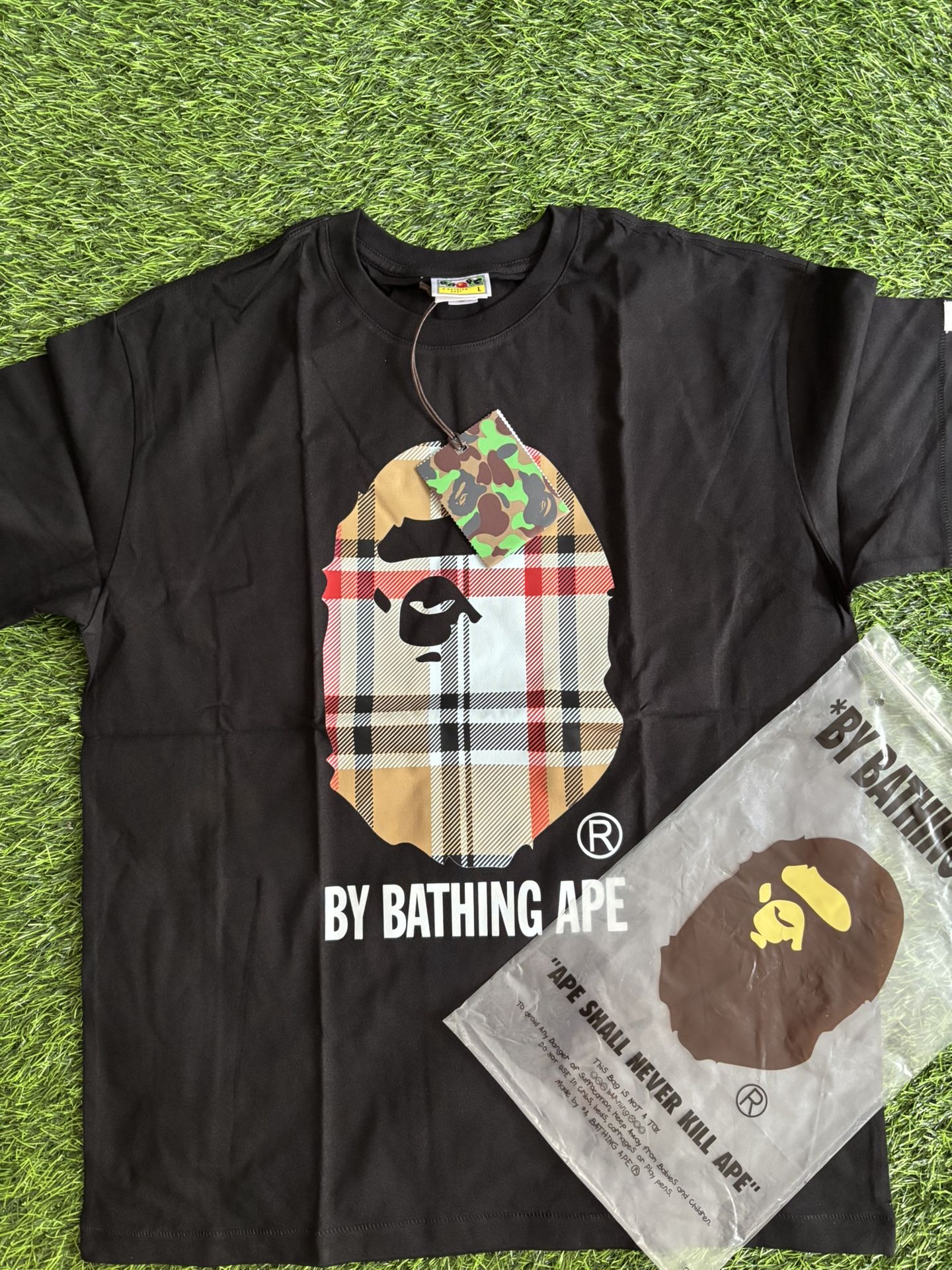 Black Burberry X Bape Collab Shirt Size Medium 