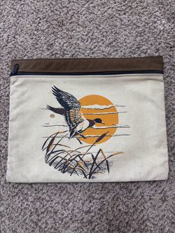 Rare Vintage Canvas Zipper Pouch with Duck Print
