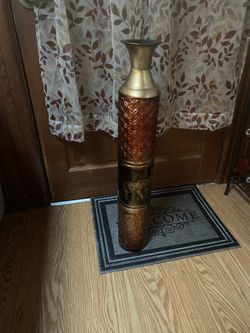 Metal Vase With Elephant Printing