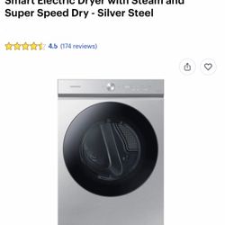 Samsung - BESPOKE 7.6 Cu. Ft. Stackable Smart Electric Dryer with Steam- Silver