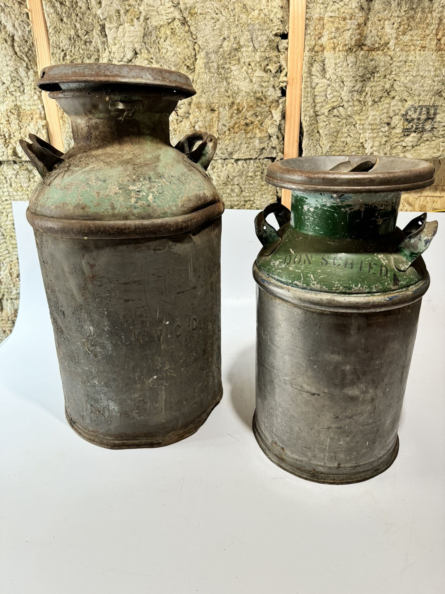 Vintage Metal Milk Jugs