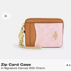 COACH Powder Pink Zip Card Case