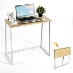 Homy Casa Ascoli 31.4“ Folding Desk Computer Table MDF Table top with Metal Base