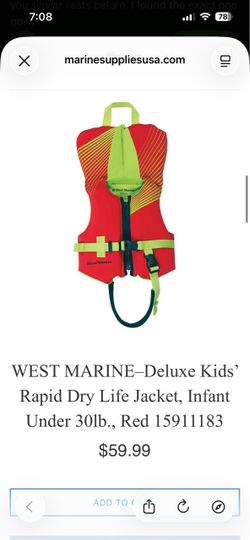 West Marine Infant Life Jacket Under 30 lbs