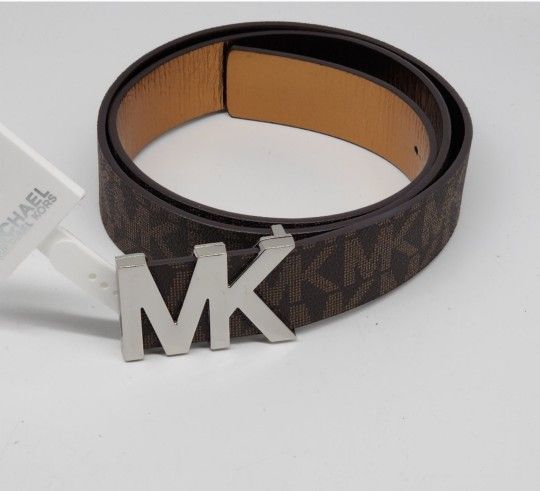 Michael Kors MK Brown and Silver Belt MK Log Size XL