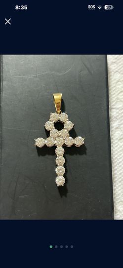 GG MICRO DIAMOND ANKH GOLD NECKLACE PENDANT 18KGP