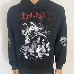 New Black Fleece Skull Hoodie Size XL