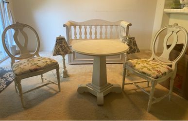 Shabby Chic Bench, Table, and Chair Set
