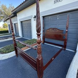 Vintage Solid Wood Queen Bed Frame – The Carriage Trade | Rope Twist Style