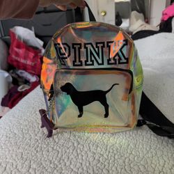 Victoria’s Secret Pink Clear Holographic Backpack 