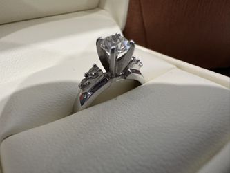 New Engagement Ring 14 karat White Gold And .56 Round Near Colorless Diamond