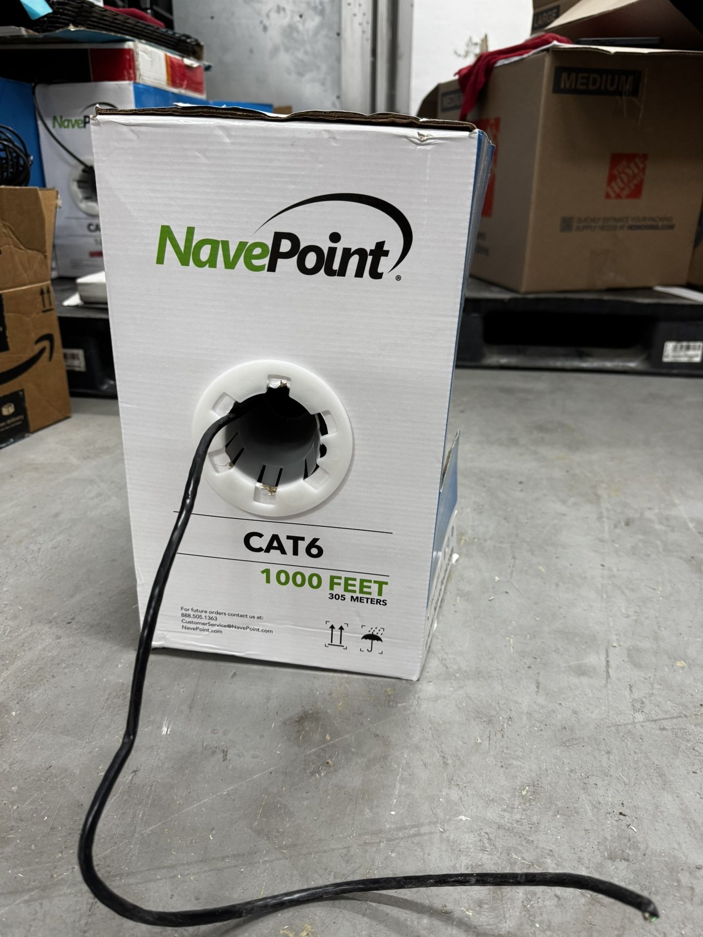 NavePoint CAT6 Bulk Network Cable Ethernet UTP CCA - 1000 Ft Black