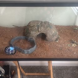 Glass Aquarium Tank w/ Light, Substrate & Water Bowl