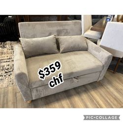 54" Brown Corduroy Convertible Sleeper Loveseat
