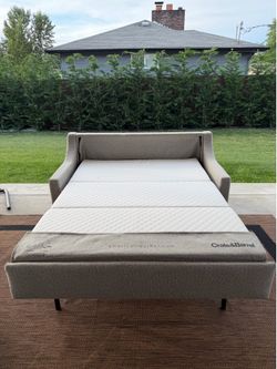 Like new American leather crate and barrel sleeper couch sofa