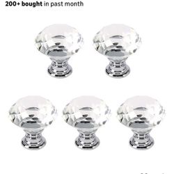 7 Pack Crystal Glass Cabinet Knobs-30mm Diamond Shape Pulls Handles for Drawer Dresser Kitchen Wardrobe Bathroom Cabinet Desk