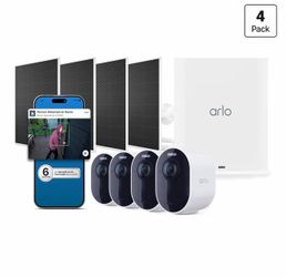 BRAND NEW IN BOX 4 ARLO Cameras & 4 Solar Panel Chargers
