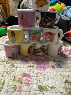 Vintage miniature Disney themed mugs , 10 total