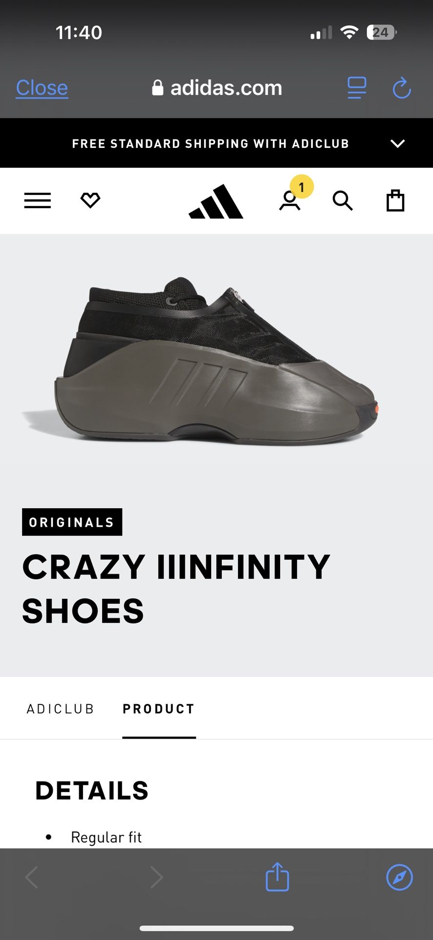Adidas Crazy IIInfinity Kobe Bryant Basketball Shoes