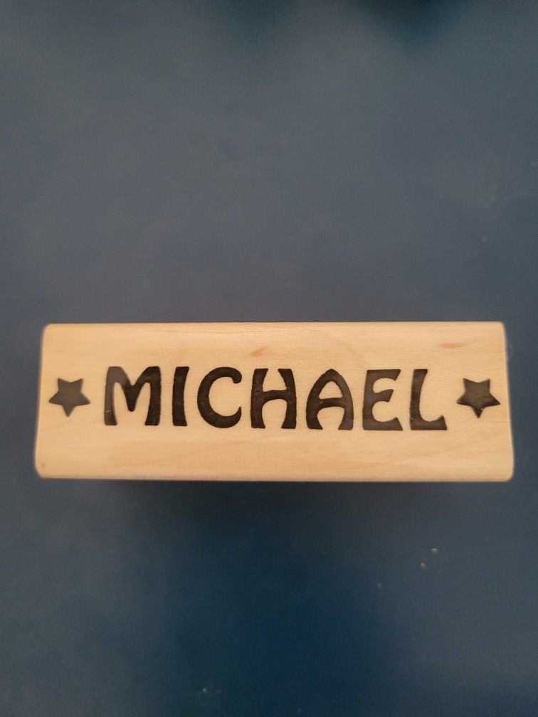 Wood Rubber Stamp Michael