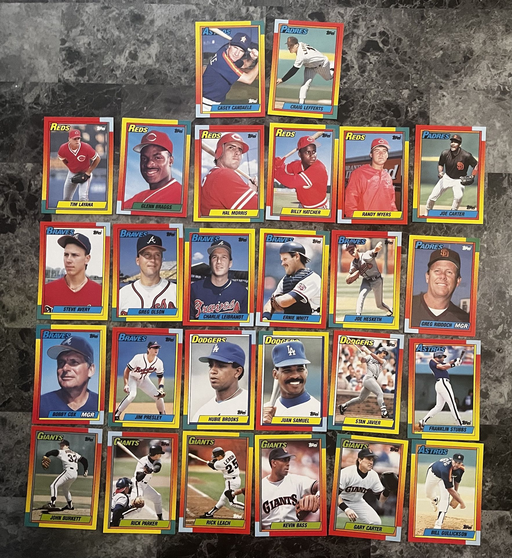 1990 Topps Traded NL West Lot – Braves Dodgers Giants Padres Astros Cards