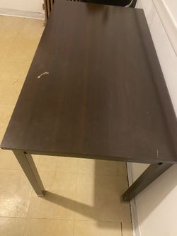 Table and mini fridge