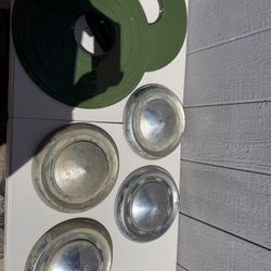Antique Hub Caps For Chevy And Green Porcelain Light Parts