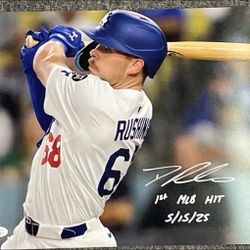 Dalton Rushing Dodgers Signed Autographed 11x14 Photo “1st MLB HIT 5/15/25l JSA