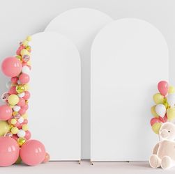 Wokceer Wedding Arch Cover (7.2FT, 6.6FT, 6FT) Set Of 3 Spandex Fitted Wedding Arch Stand Covers For Round Top Chiara Arch Backdrop Stands Cover For B