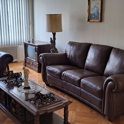 Natuzzi Leather Couch & Arm Chair 
