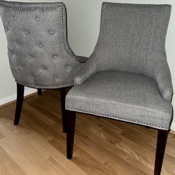 Grey upholstered dining chairs