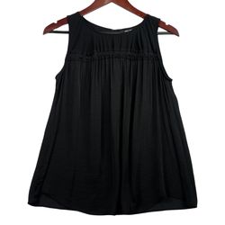 Simply Vera Vera Wang Women's Shirred Neck Black Tank Top -XS-