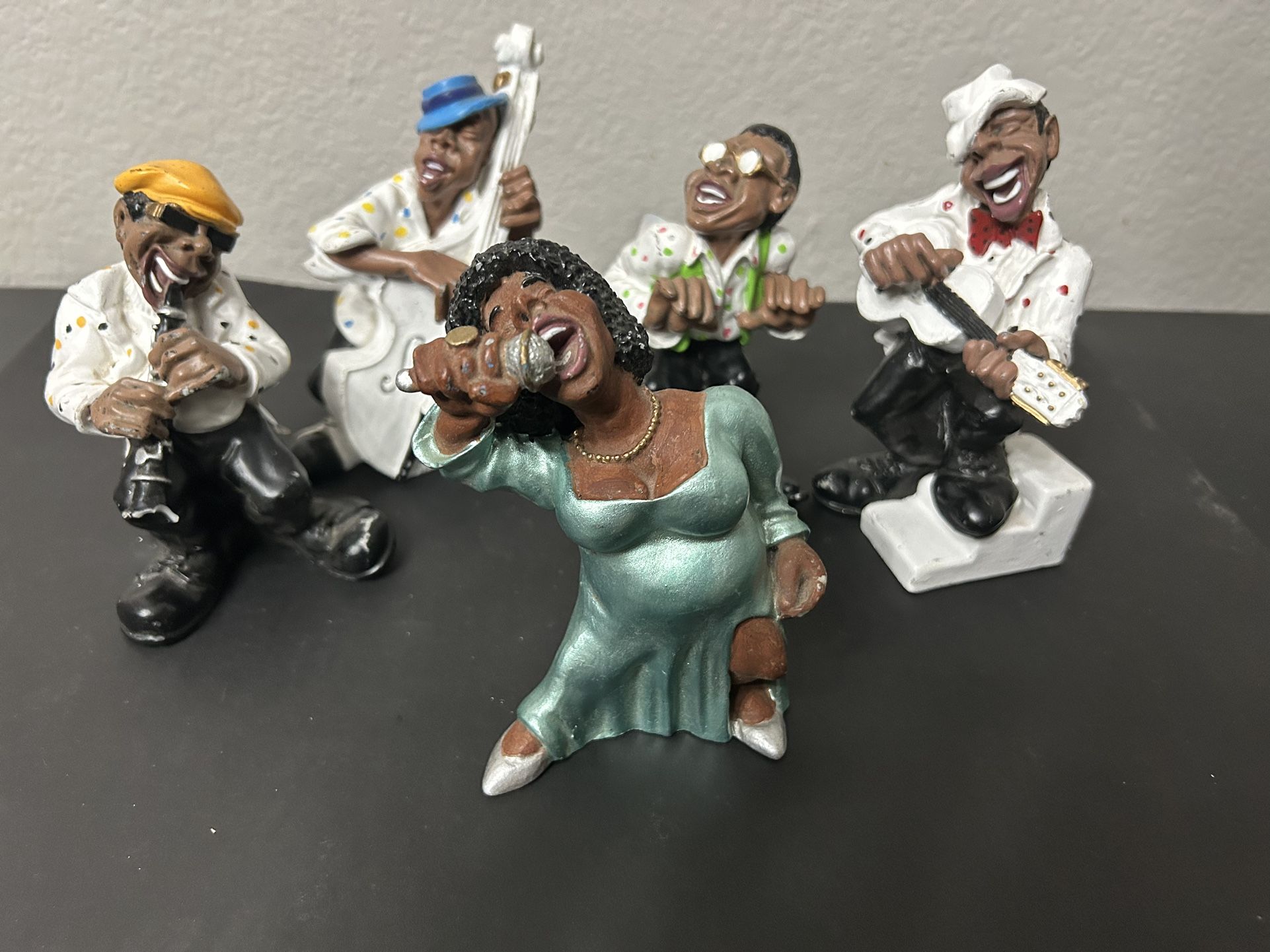 Antartidee Jazz Band Singer Figurine Woman And Men Set Lot Of Six BLACK ART