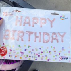 5 Happy Birthday Malar Balloons Pink, Blue And Black  