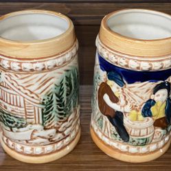 🕰️ Vintage German Style Ceramic Beer Steins Set – Man Cave Essential!