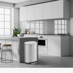 innovaze 10.6 Gal./40 Liter Stainless Steel semi-round Step-on Trash Can for Kitchen